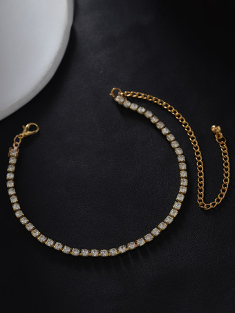 ゴールドクリスタル編み込みアンクレット ビーチプロムアンクルブレスレット