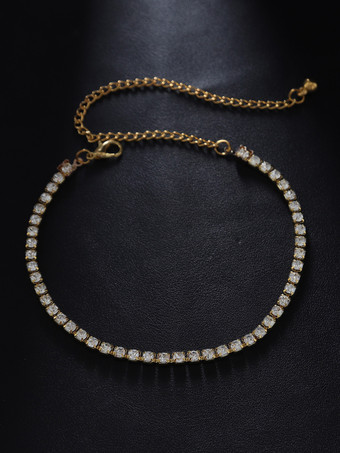 ゴールドクリスタル編み込みアンクレット ビーチプロムアンクルブレスレット