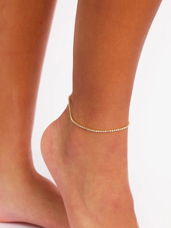 ゴールドクリスタル編み込みアンクレット ビーチプロムアンクルブレスレット