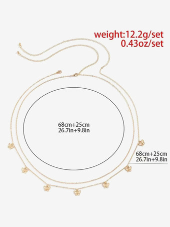 ベリーチェーン バタフライ レイヤード リンク ループ ビーチ バレンタイン ボディチェーン