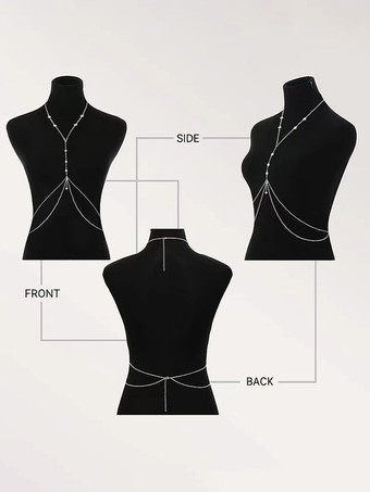 絶妙なボディチェーン ビーズクリスタルビキニ リゾート チェストチェーン