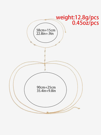 絶妙なボディチェーン ビーズクリスタルビキニ リゾート チェストチェーン