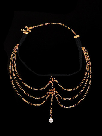 シンプルな太ももチェーン パールリーフ サマービキニ バケーションレッグチェーン