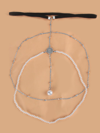 上品な太ももチェーン レイヤードパールビーズビキニ ビーチレッグチェーン