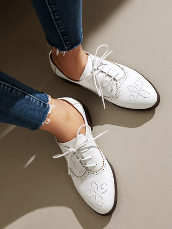 レディースオックスフォード ラウンドトゥ パピーヒール レースアップ ヴィンテージシューズ
