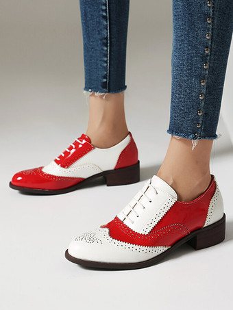 レディースオックスフォード ラウンドトゥ パピーヒール レースアップシューズ