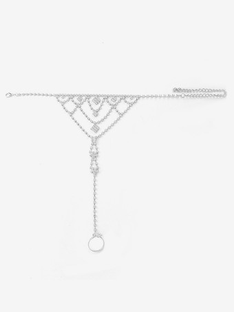 シルバー 輝くアンクレット クリスタルレイヤード ビーチバケーション アンクルブレスレット