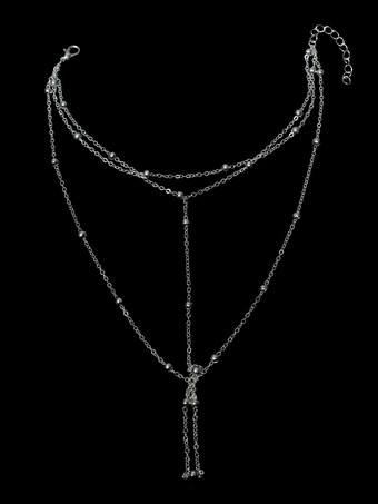 シルバー アンクレット クリスタル 編み込みチェーン リゾートウェア 大人用 レディース ジュエリー