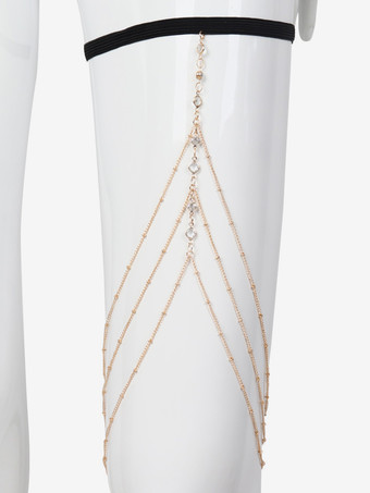 チャーム太ももチェーン クリスタルビーズ レイヤードビキニ ビーチレッグチェーン