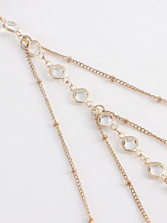 チャーム太ももチェーン クリスタルビーズ レイヤードビキニ ビーチレッグチェーン