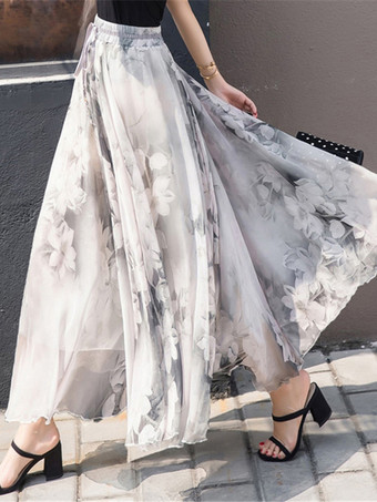 花柄フルスカート ハイウエスト 春 夏 秋 カジュアルスカート