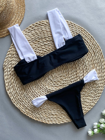 レディース ビキニ水着 ブラック 結び目 不規則 ウエスト上げ 夏 ビーチ 水着