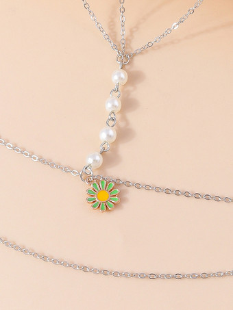 太ももチェーン パール サンフラワー レイヤード シック ビキニ ビーチ レッグチェーン