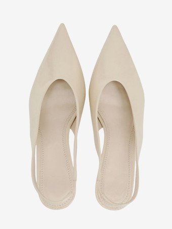 エクリュ ホワイト スリングバック プノス レディース ポインテッドトゥ スリッポン ドレスシューズ