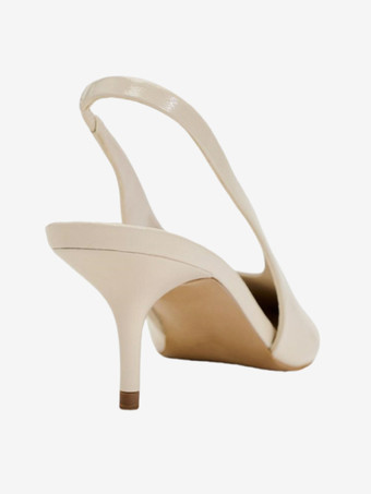 エクリュ ホワイト スリングバック プノス レディース ポインテッドトゥ スリッポン ドレスシューズ