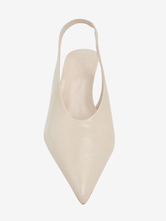 エクリュ ホワイト スリングバック プノス レディース ポインテッドトゥ スリッポン ドレスシューズ