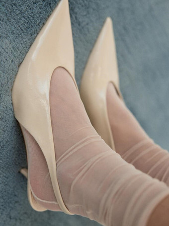 エクリュ ホワイト スリングバック プノス レディース ポインテッドトゥ スリッポン ドレスシューズ