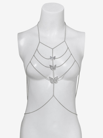 ボディチェーン バタフライ レイヤード シック ビキニ ビーチ チェストチェーン