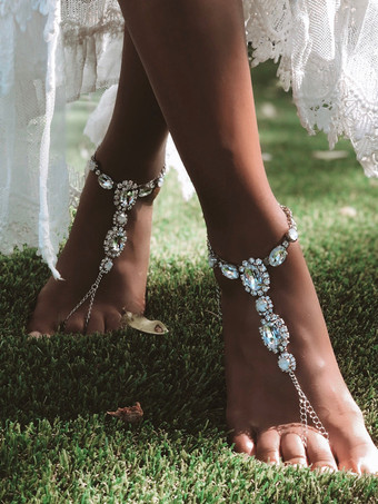 シルバー 足首クリスタルシックビキニバケーションサマーアンクルブレスレット