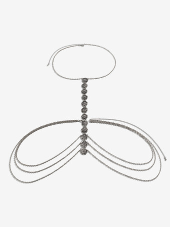 ベリーチェーン サンフラワー レイヤード シルバー ビキニ ビーチ バケーション ボディチェーン