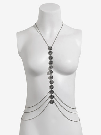 ベリーチェーン サンフラワー レイヤード シルバー ビキニ ビーチ バケーション ボディチェーン