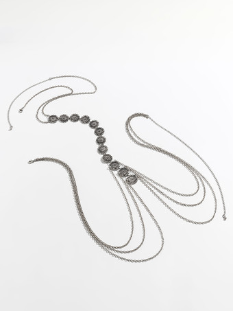 ベリーチェーン サンフラワー レイヤード シルバー ビキニ ビーチ バケーション ボディチェーン