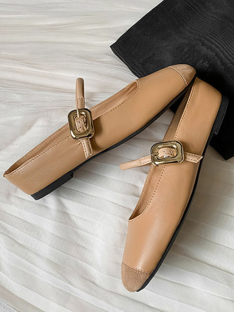 アプリコットレディース レッド ミュール メリージェーン バックルディテール バックレス フラット