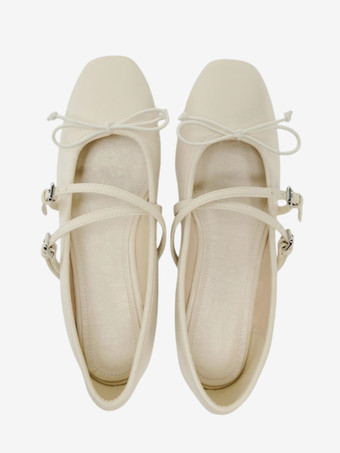 ゴールド バレエ フラット リボン ストラップ 調節可能 スクエア トゥ バレリーナ フラット