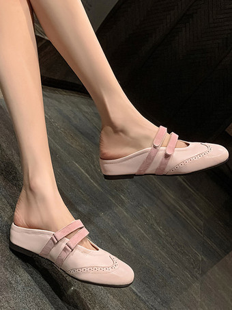 Mules plateadas para mujer con punta redonda y espalda descubierta Falt Mules