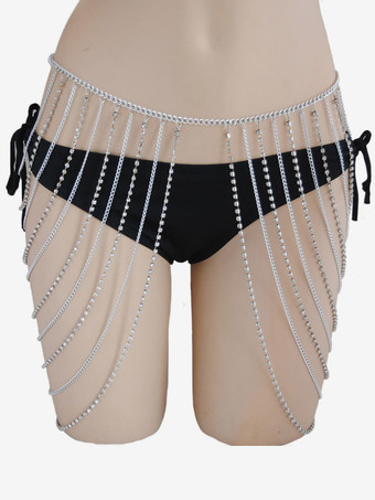 ベリーチェーン クリスタル レイヤード シンプル ビーチ バケーション ボディチェーン