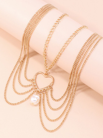 チャームベリーチェーンハートパールビキニビーチバケーションボディチェーン