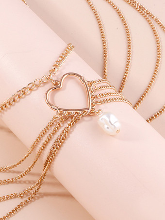 チャームベリーチェーンハートパールビキニビーチバケーションボディチェーン