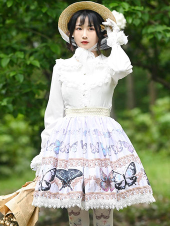 ご参考ください スウィートロリータSKレースイメージ蝶柄ロリータスカート