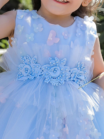 白いフラワーガールドレス 特別な日のドレス ピンクのレース ノースリーブ ジュエルネック フラワーガールドレス