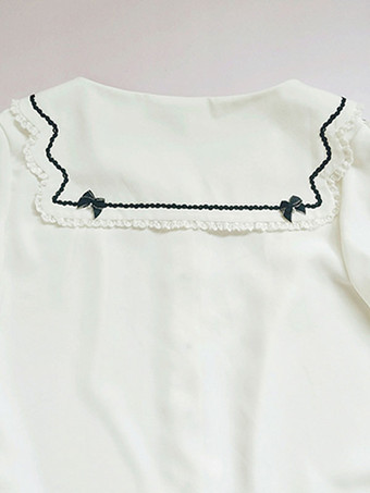 スイートロリータブラウス レースフリル ハーフスリーブブラウス ロリータトップ カラーブロック ブラックロリータシャツ