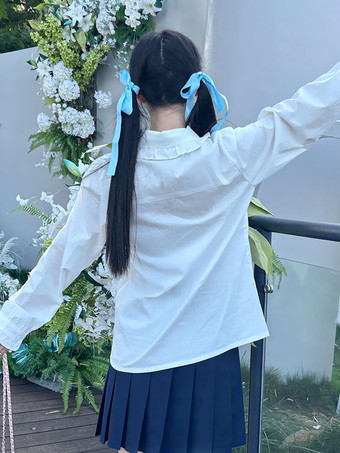 Süße Lolita Blusen Weiße Langarm Lolita Top Lolita Shirt Schleifen Rüschen