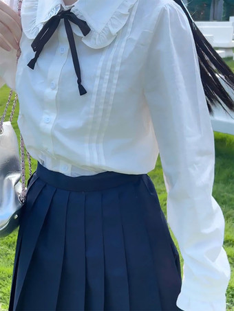 Süße Lolita Blusen Weiße Langarm Lolita Top Lolita Shirt Schleifen Rüschen