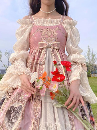 アイボリー スイートロリータブラウス ホワイト 長袖 ロリータトップ フリル ロリータシャツ