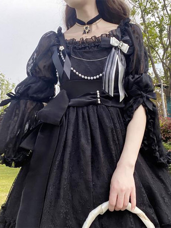 スイートロリータブラウス ホワイト 長袖 ロリータトップ フリル ロリータシャツ