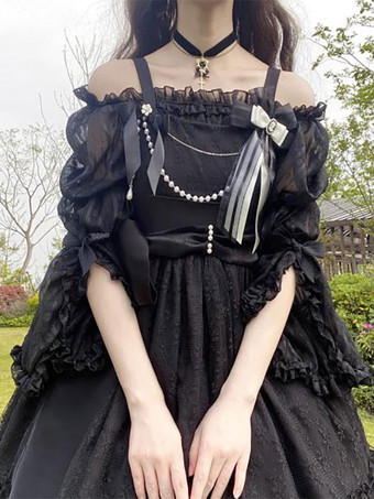 スイートロリータブラウス ホワイト 長袖 ロリータトップ フリル ロリータシャツ