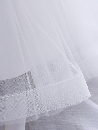 白いフラワーガールドレス 特別な日のためのドレス ホワイトサテン生地 半袖 ジュエルネック フラワーガールドレス