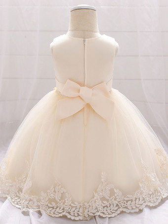 白いフラワーガールドレス 特別な日のためのドレス ホワイトレース ノースリーブ ジュエルネック フラワーガールドレス