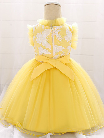 白いフラワーガールドレス 特別な日のためのドレス ブルーレース ノースリーブ ジュエルネック フラワーガールドレス