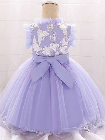 白いフラワーガールドレス 特別な日のためのドレス ブルーレース ノースリーブ ジュエルネック フラワーガールドレス