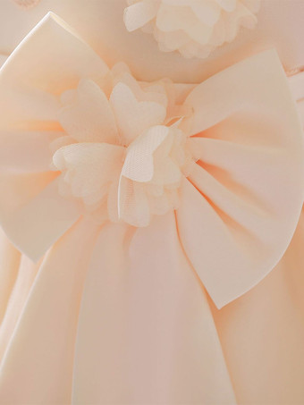ホワイトフラワーガールドレス シャンパンチュール ノースリーブ ジュエルネック フラワーガールドレス