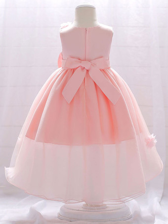 ホワイトフラワーガールドレス シャンパンチュール ノースリーブ ジュエルネック フラワーガールドレス