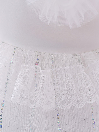 白いフラワーガールドレス ホワイトチュール ノースリーブ ジュエルネック フラワーガールドレス