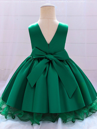 ホワイトフラワーガールドレス 特別な機会のドレス シャンパンポリエステル ノースリーブ ジュエルネック フラワーガールドレス