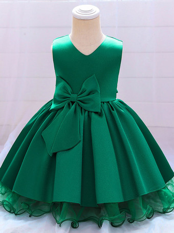 グリーン ホワイトフラワーガールドレス 特別な機会のドレス シャンパンポリエステル ノースリーブ ジュエルネック フラワーガールドレス