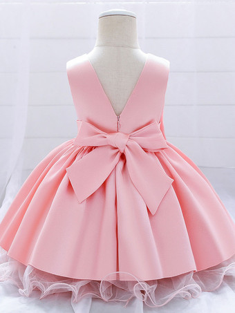 ホワイトフラワーガールドレス 特別な機会のドレス シャンパンポリエステル ノースリーブ ジュエルネック フラワーガールドレス